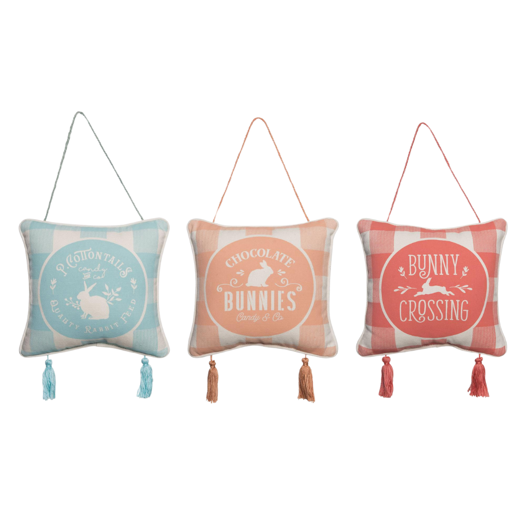 Pink Gingham Easter Egg Hook Pillow