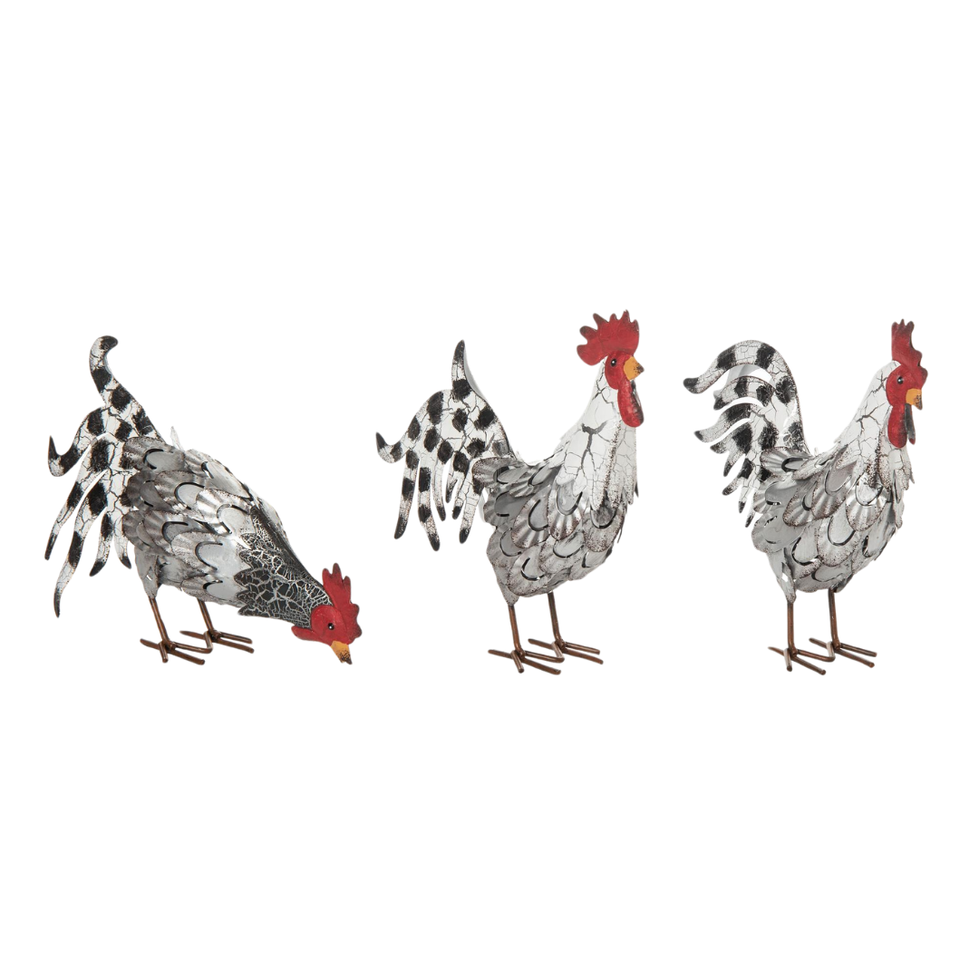 Metal Rooster Decor 3 Asst – Transpac Brands