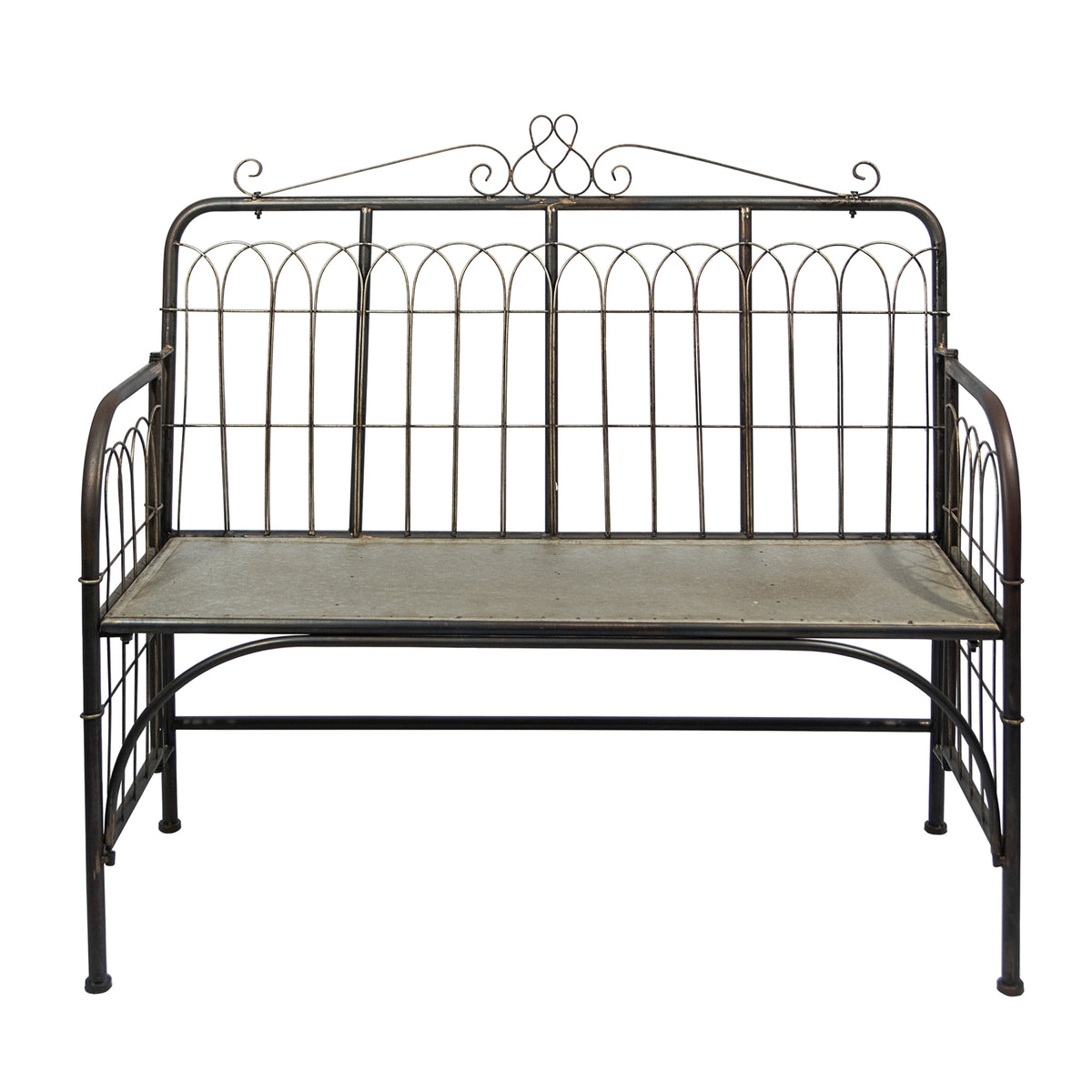Galvanized Metal Garden Gate Bench Knock Down – Transpac Brands