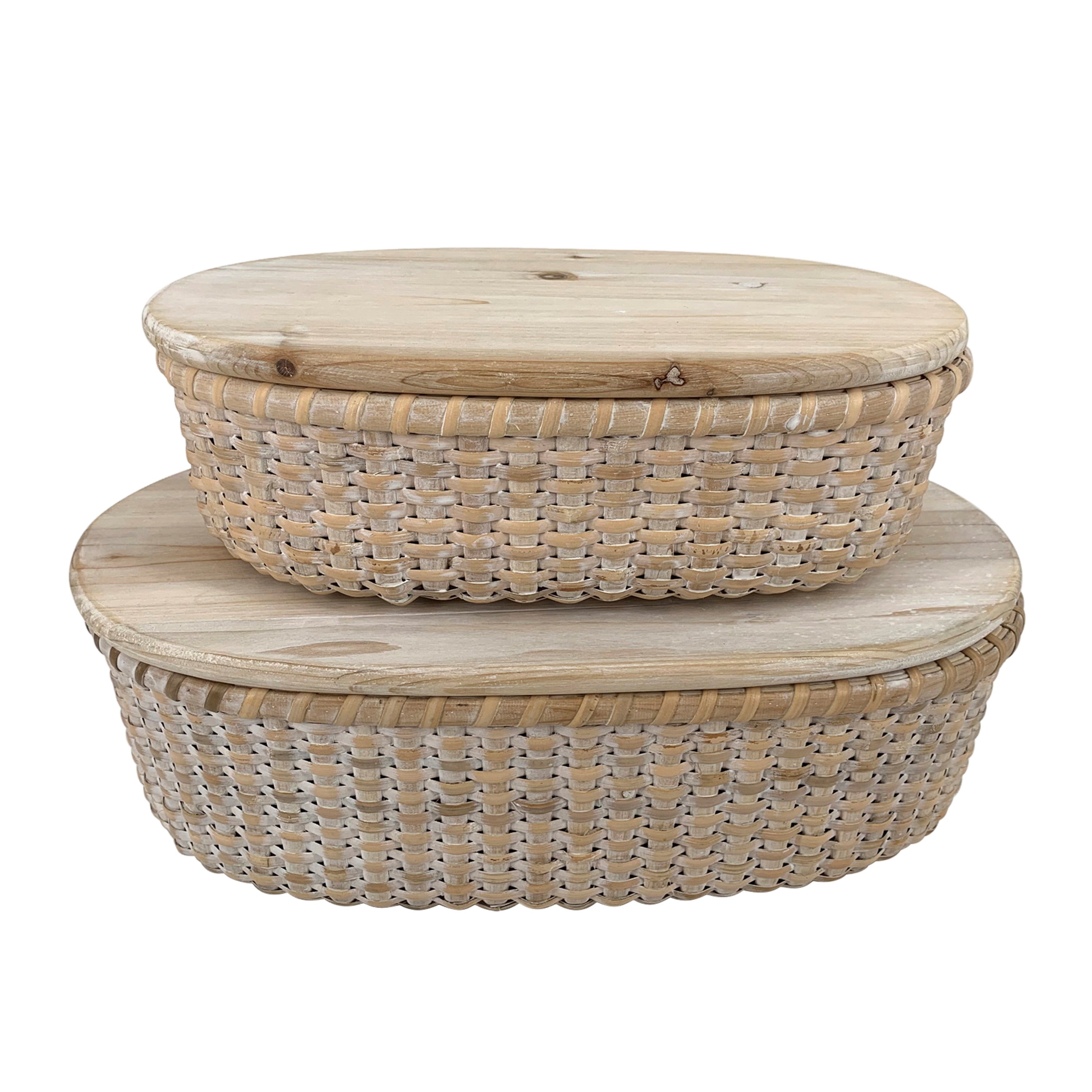 Transpac Box Wooden Box Oval S/2 – Transpac Brands