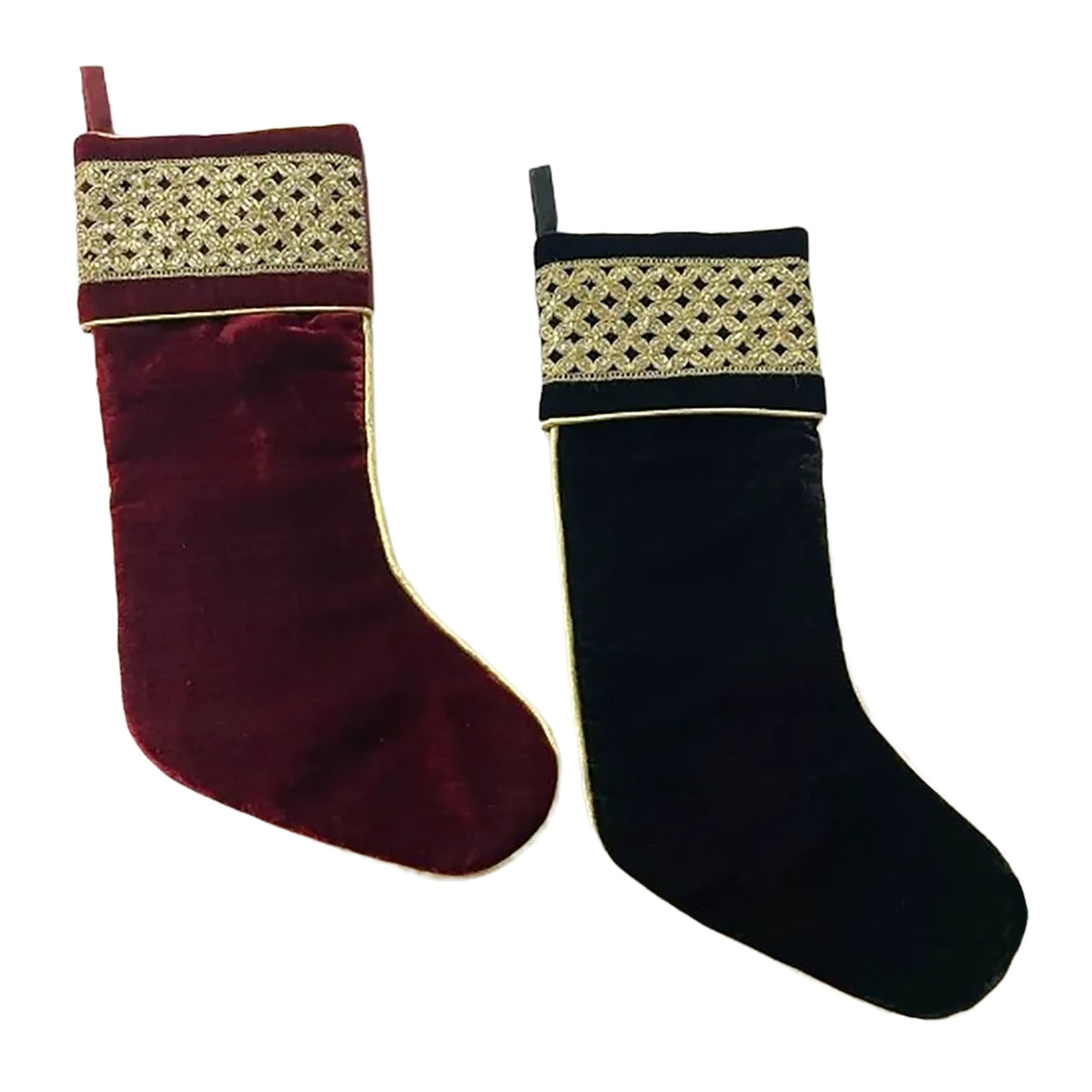 19IN BLACK / BURGUNDY STOCKING W/ BEAD CUFF 2A – Transpac Brands