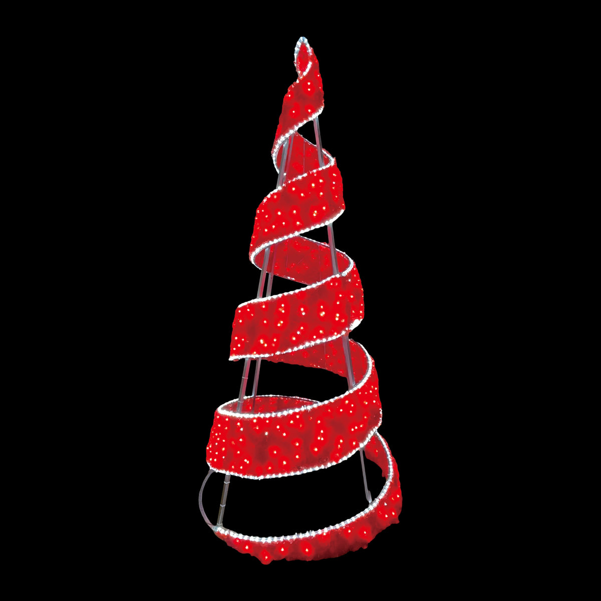 9' Red LED 3D Spiral Tree, alu frame, silver painting, 496 red led str ...