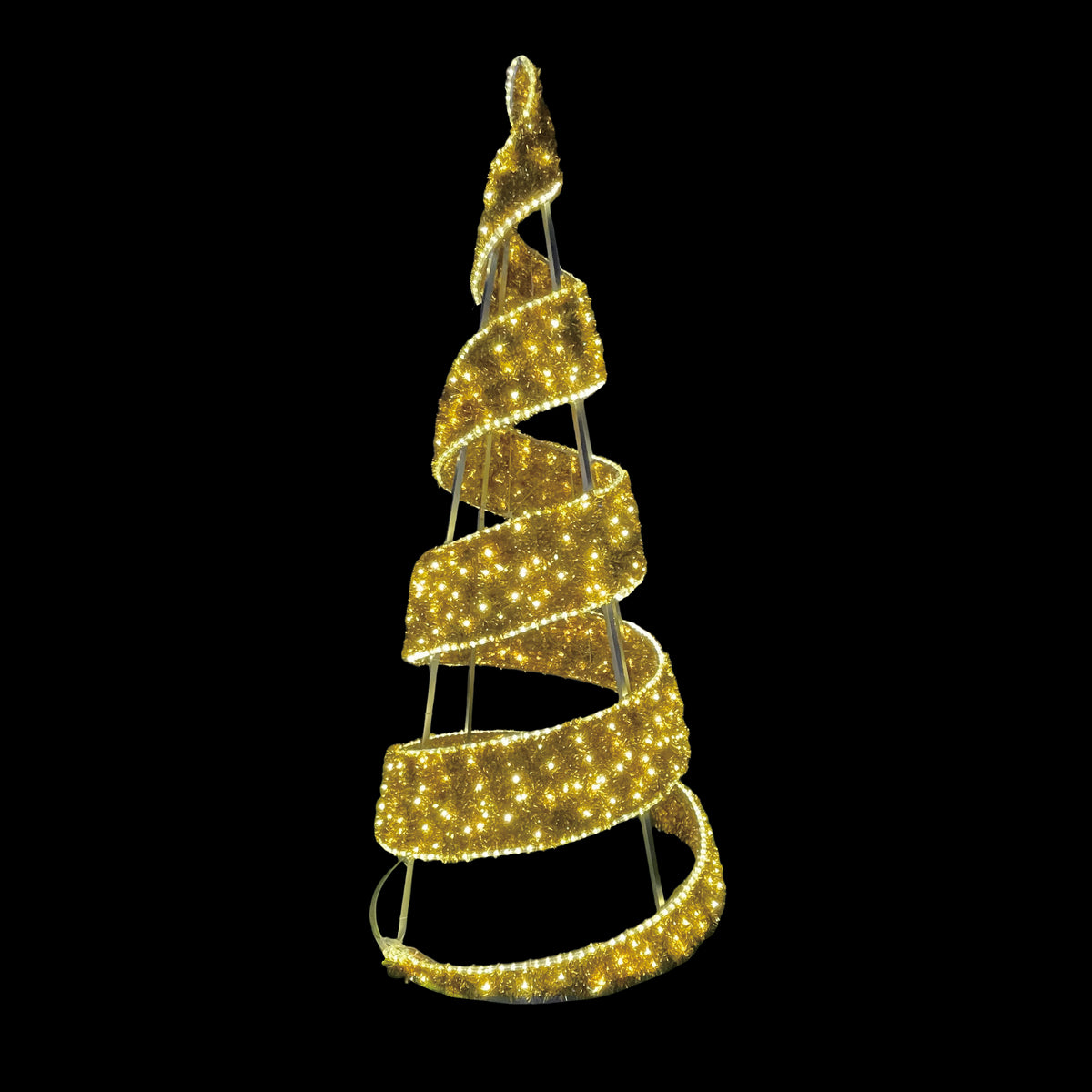 9' Gold LED 3D Spiral Tree, alu frame, silver painting, 496 ww led str ...