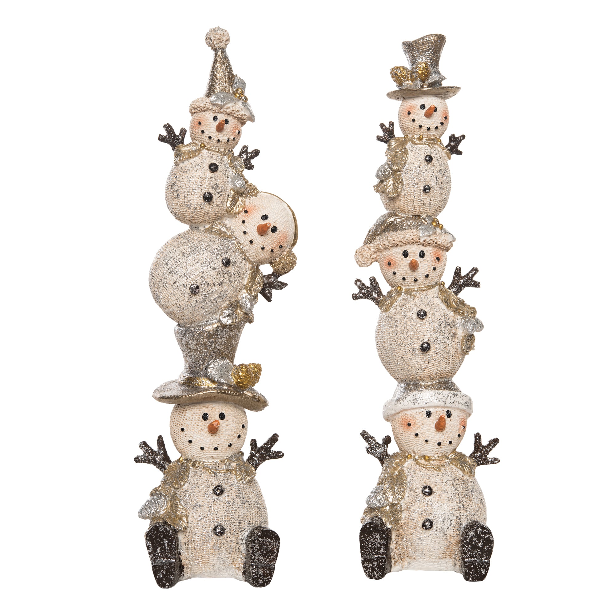 Snowman Stack Res Metallic Stacked Snowman Fig 2 Asst – Transpac Brands