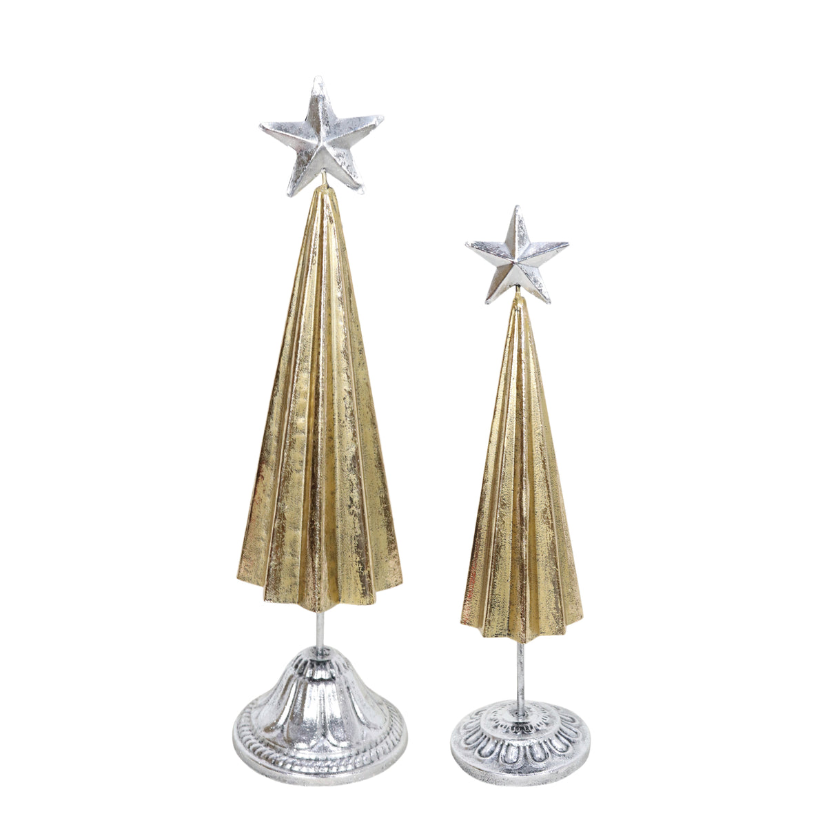 Metal Silver/Gold Pleated Trees Set of 2 – Transpac Brands