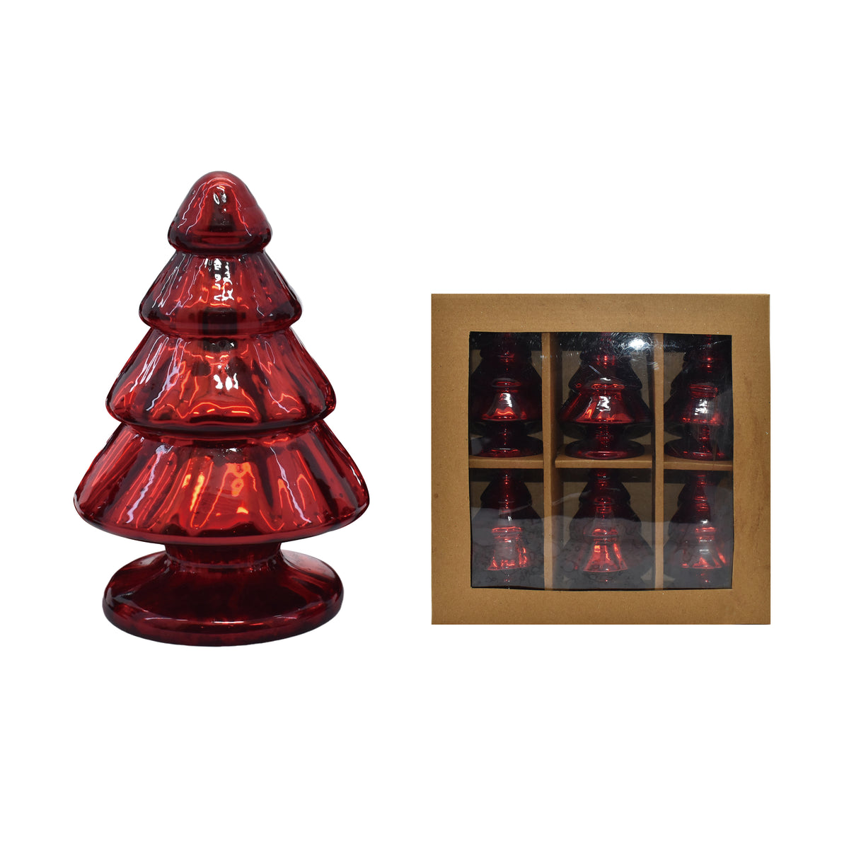 Glass Sm Vintage Red Tree 1Styl/6 PDQ – Transpac Brands