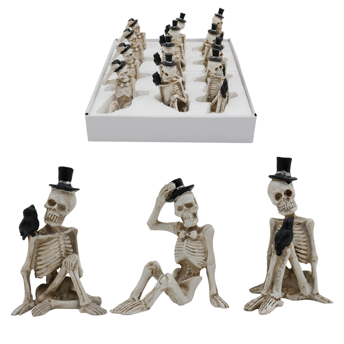 Resin Mini Skeletons with Hats - 3 Styles/4 each/12 in PDQ – Transpac ...