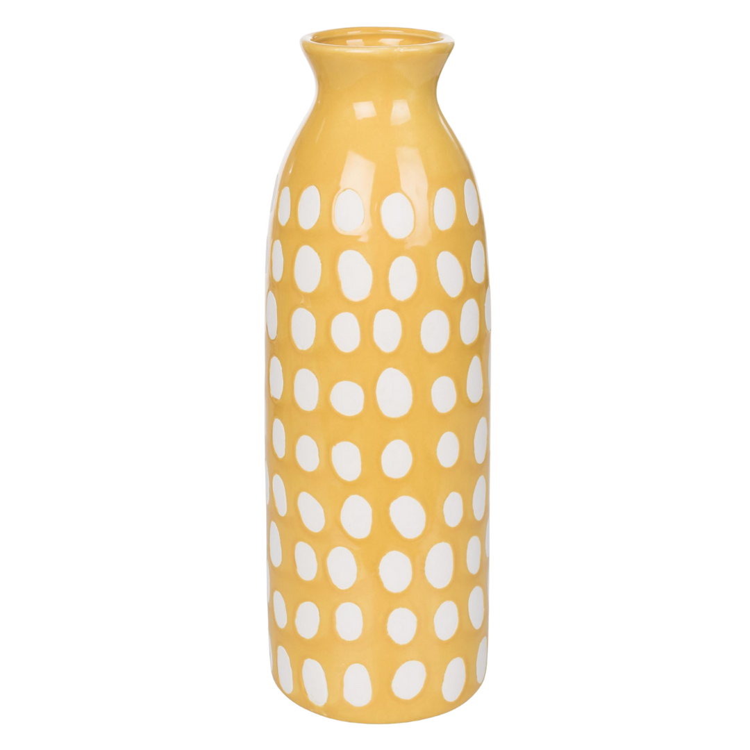 Cer Yellow Vase w/ White Dots – Transpac Brands