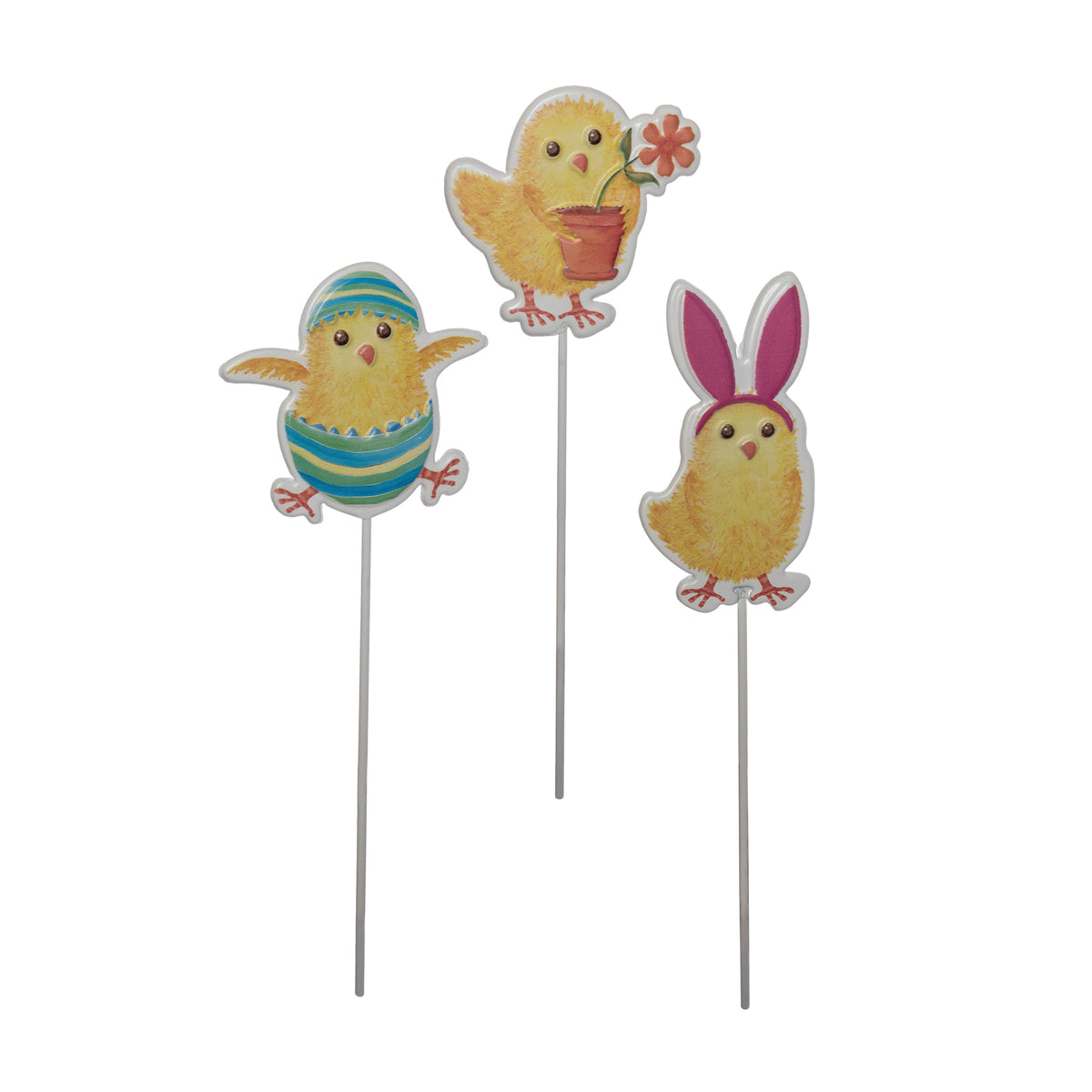 Metal Easter Chicks Picks 3 Asst – Transpac Brands