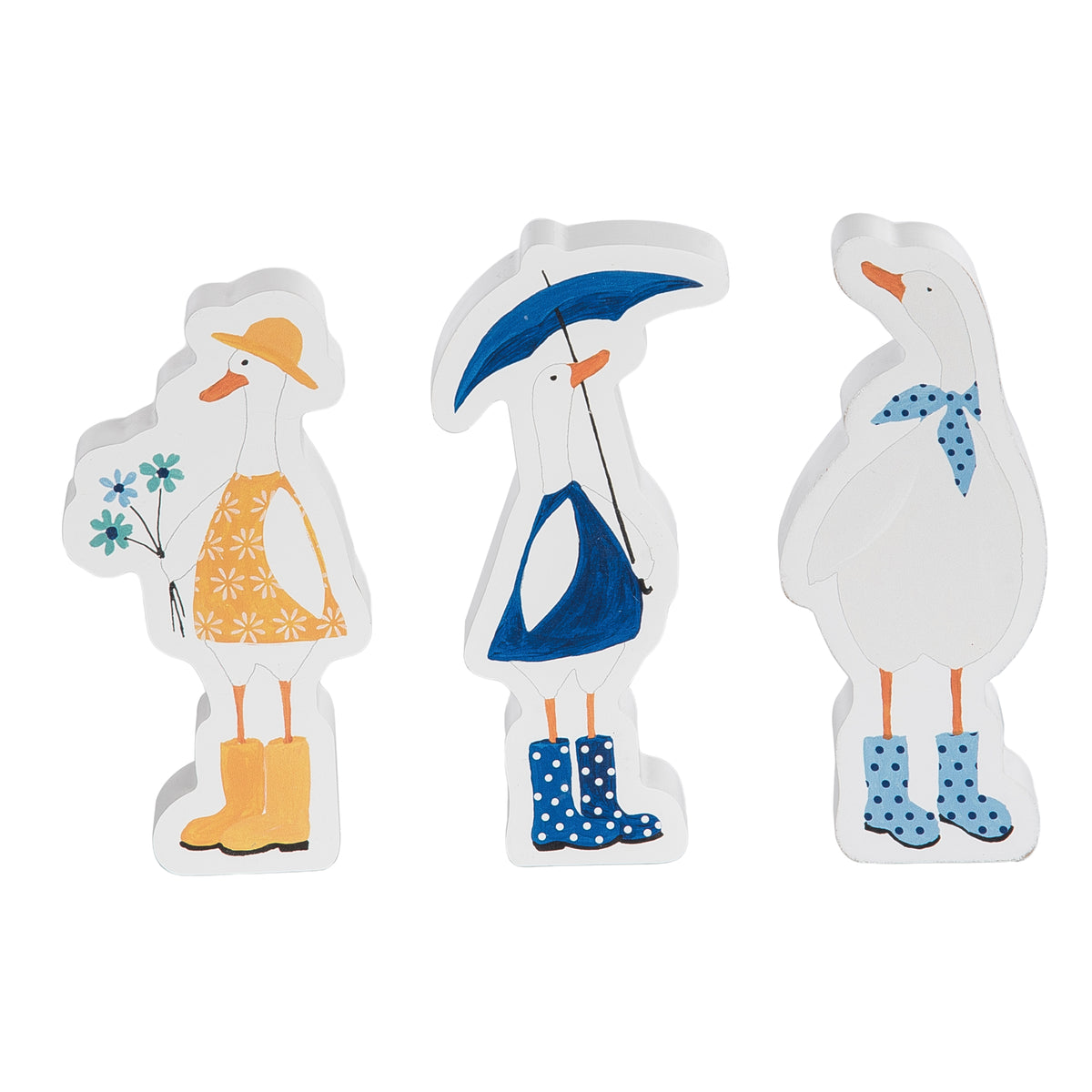 MDF Ducks In Boots Standing With Clips Decor 3 Asst – Transpac Brands