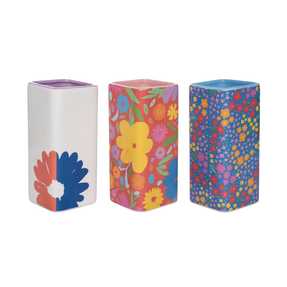 Dolomite Floral Square Vase (Assortment of 3) – Transpac Brands